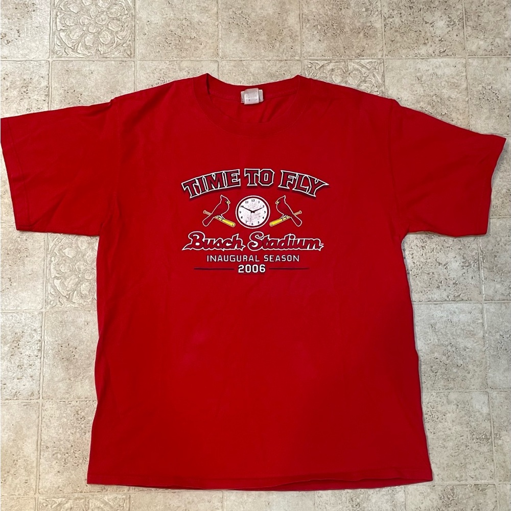 '06 Busch Stadium inaugural season Cardinals t-shirt L red MLB
